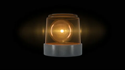 Loop Orange warning light with flare and alpha channel Stock Footage 131558070