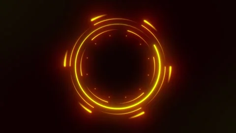 Loop orange yellow neon glowing circles Stock Footage 315220801