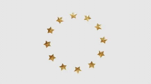 Loop Out Spinning Ring Of Gold Stars With Alpha Channel Stock Footage 247202861