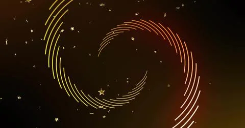 On loop outer segments appearing twin spiral arcs rotating stars drifting colors Stock Illustration