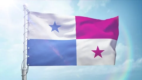 Loop Of Panama Flag Face View With Alpha Channel Stock Footage 302637814