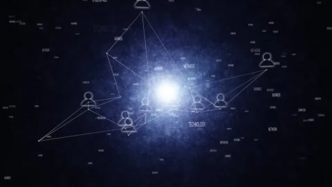 Loop people icons connection in digital word cloud cyberspace Stock Footage 344793605