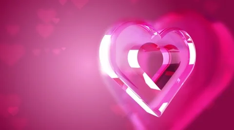 Loop pink background with center space and glass heart on left Stock Footage 69050159