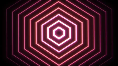 Loop pink glowing background of hexagons. hypnotizing tunnel Stock Footage 314962914