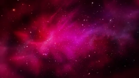 Loop pink red cloud nebula space travel on black background Video stock 312930030