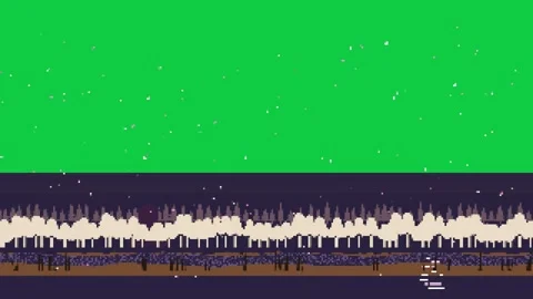 On loop, pixel nightscape twinkling while flakes falling to create calm scene, Vídeo Stock 337887715