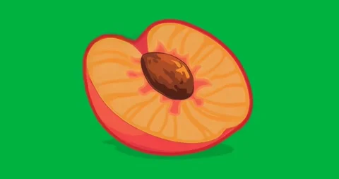Loop playing keeping sliced peach half static on transparent backdrop displaying Stock Footage 317450360