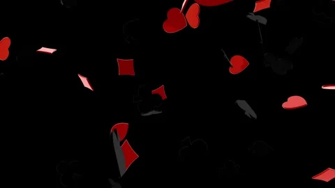 Loop poker symbols fall on transparent alpha green Stock Footage 284740637