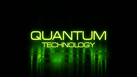 Loop Quantum Technology glow green neon glitch text effect Stock Footage 278315148