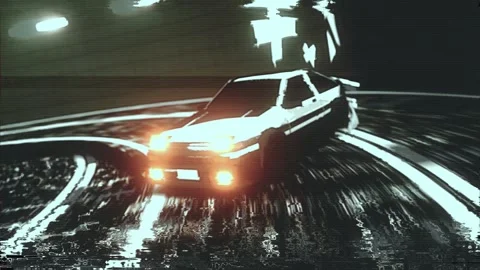 Loop Racing game  retro. 3d animation Vehicle with Bright Headlights Capturing  Stock Footage 296804912