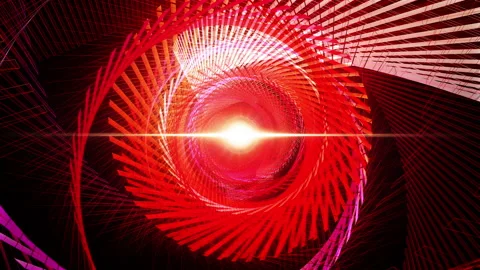 Loop radiating glow red wire mesh vortex tunnel Stock Footage 156036467