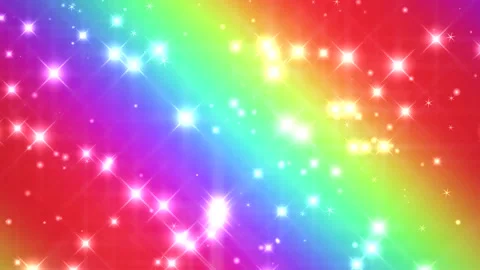 Loop rainbow colors and stars are glowing and glittering Stock Footage 163363433