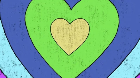 Loop of Rainbow Hand Drawing Heart Psychedelic Background Stock Footage 262093773