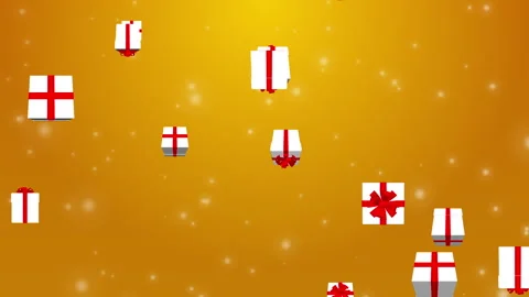 Loop-ready file - Falling gift boxes and glitter motion background, gold Stock Footage 258233372