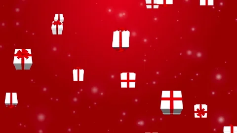 Loop-ready file - Falling gift boxes and glitter motion background, red Stock Footage 258233978