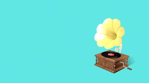 Loop-ready file - Gramophone motion background, animated expanding horn Stock Footage 298743740