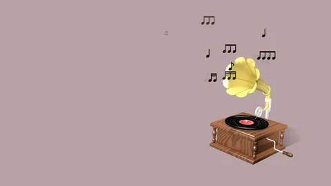Loop-Ready File  - Musical Notes &amp; Gramophone Motion Background Stock Footage 305723622