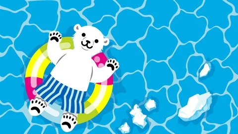 Loop -ready file - Polar Bear playing animation in the Swimming Pool Stock Footage 90533632