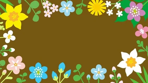 Loop-ready File - Swinging animation, Round frame of Colorful flowers Stock Footage 82634612