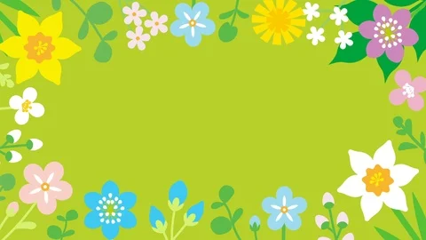 Loop-ready File - Swinging flowers animation, Round frame - green color Stock Footage 101727640