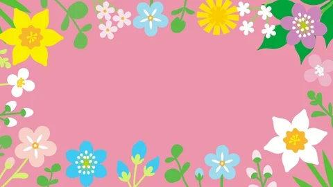 Loop-ready File - Swinging flowers animation, Round frame - Pink Stock Footage 101729154