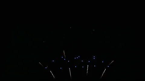 Loop of real fireworks background during new year's eve countdown celebration Stock Footage 144680624