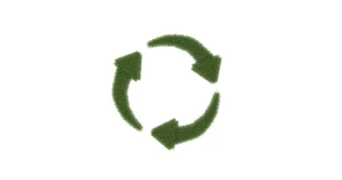 Loop recycle grass symbol, 3d animation on white background isolated Stock Footage 162256185