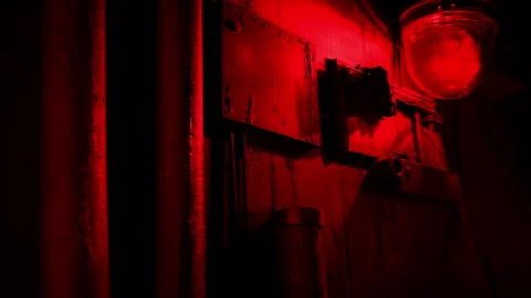 Loop Of Red Alert Military Light Flashing On Wall Stock Footage 181983385