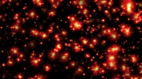 Loop red energy ball particles animation on black abstract background Stock Footage 299709301