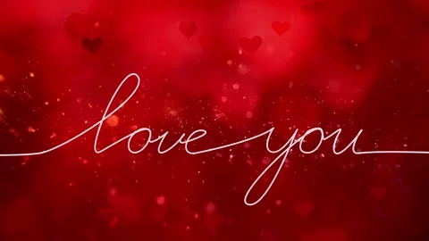 Loop red hearts background with love you phrase animation Stock Footage 343608839