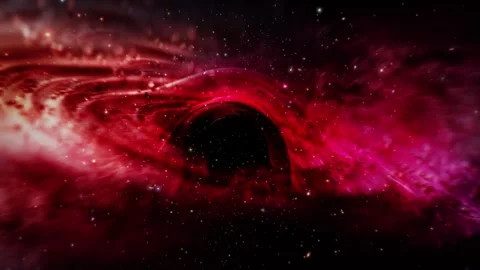 Loop red pink blackhole space travel on black abstract background Stock Footage 313340892