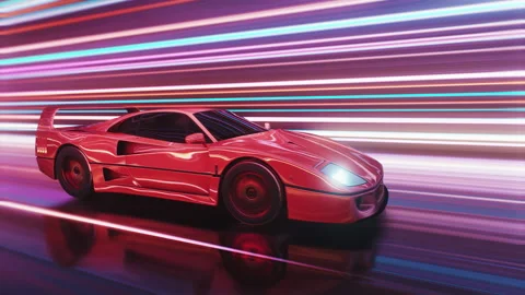 Loop Red sport car, driving on the road | Stock Video | Pond5