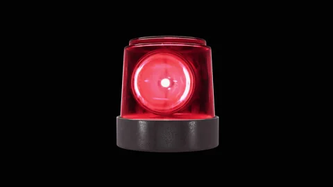 Loop Red warning light with spots and alpha channel Stock Footage 131542682