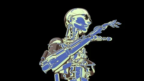 Loop retro live cyborg 29.97 fps, with Matte, yyaa102 Stock Footage 115901364