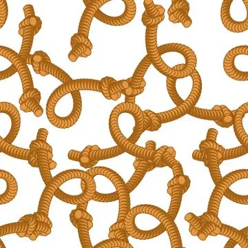 Loop rope seamless pattern. Rope and knot ornament. Retro fabric Texture. Han Illustrazione stock