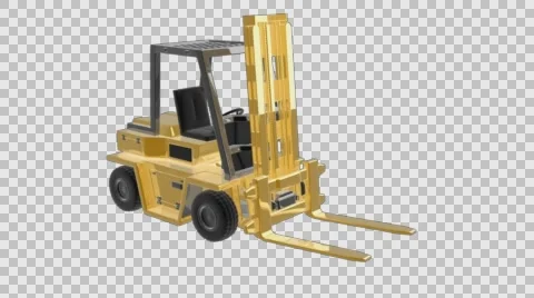 Loop rotate forklift truck with alpha Stock Footage 58258474