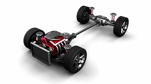 Loop rotate isolated car chassis with engine Vídeos de archivo 57660212