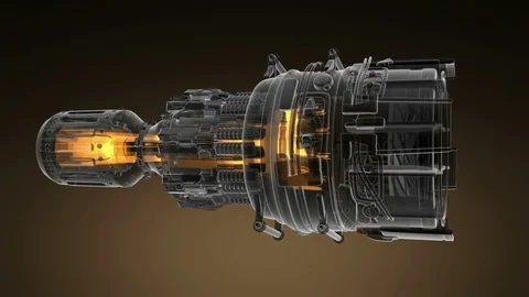 Loop rotate jet engine turbine of plane, aircraft concept, Stock Footage 71270252