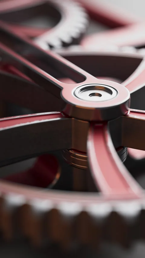 Loop of rotating metal gears in motion. Stock Footage 313549242