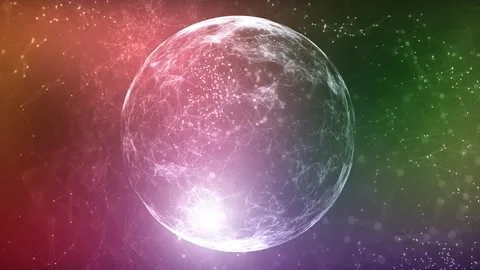 Loop rotation 3d digital sphere on colourful aritstic background Stock Footage 337240650
