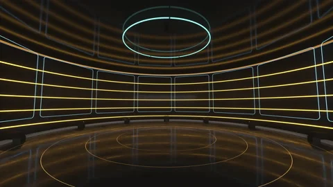 Loop rotation of creative round room, empty presentation room, 3d rendering. Stock Footage 144808685