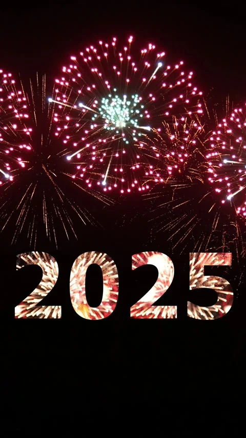 Loop seamless of firework of year 2025 greeting during new year eve celebration Stock Footage 293292977