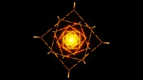 Loop seamless motion rotating luminous nested squares with golden shining glow Stock Footage 166496881