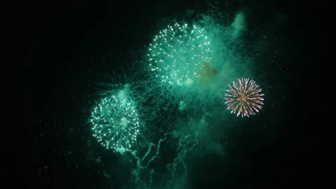 Loop seamless of real fireworks background, Fireworks display celebration Stock Footage 223274818