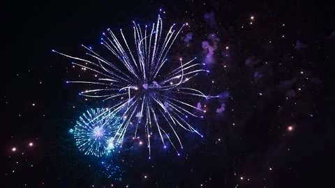 Loop Seamless of Real Fireworks Background. Real Multicolor Shining Fireworks Stock Footage 254466983