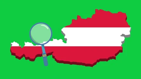 Loop search with magnifying glass on the Austria map Stock-Footage 155310540