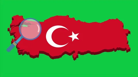 Loop search with magnifying glass on the Turkey map Stock Footage 155331676