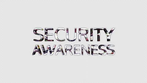 Loop Security Awareness silver text shine glitch effect light motion Stock Footage 306458816