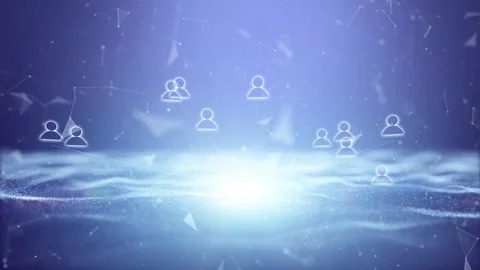 Loop shining digital cyberspace network with people icon symbols Stock Footage 332814232