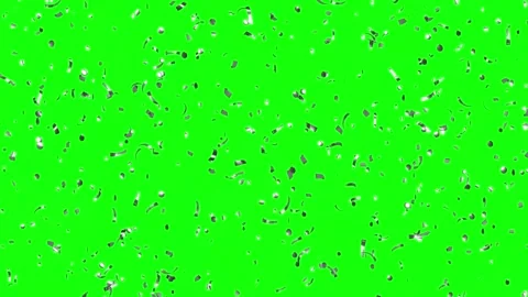 Loop Silver confetti falling over Green Screen Stock Footage 278854121